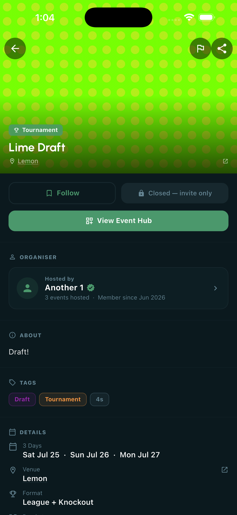 Public event page