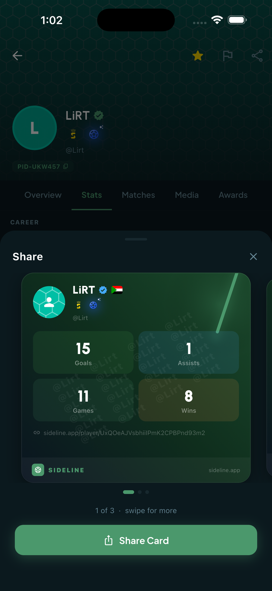 Player share card
