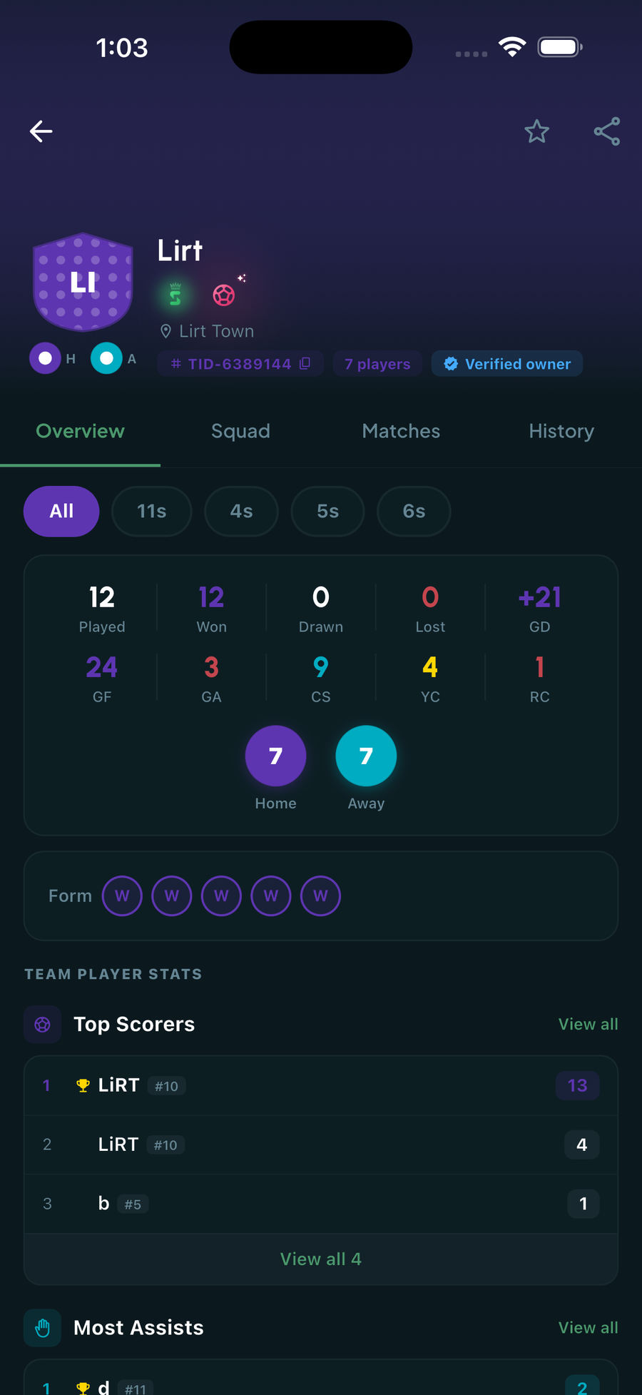 Team profile